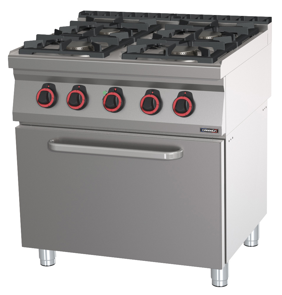 Fourneau gaz 4 feux avec four électrique ventilé GN 1/1 80