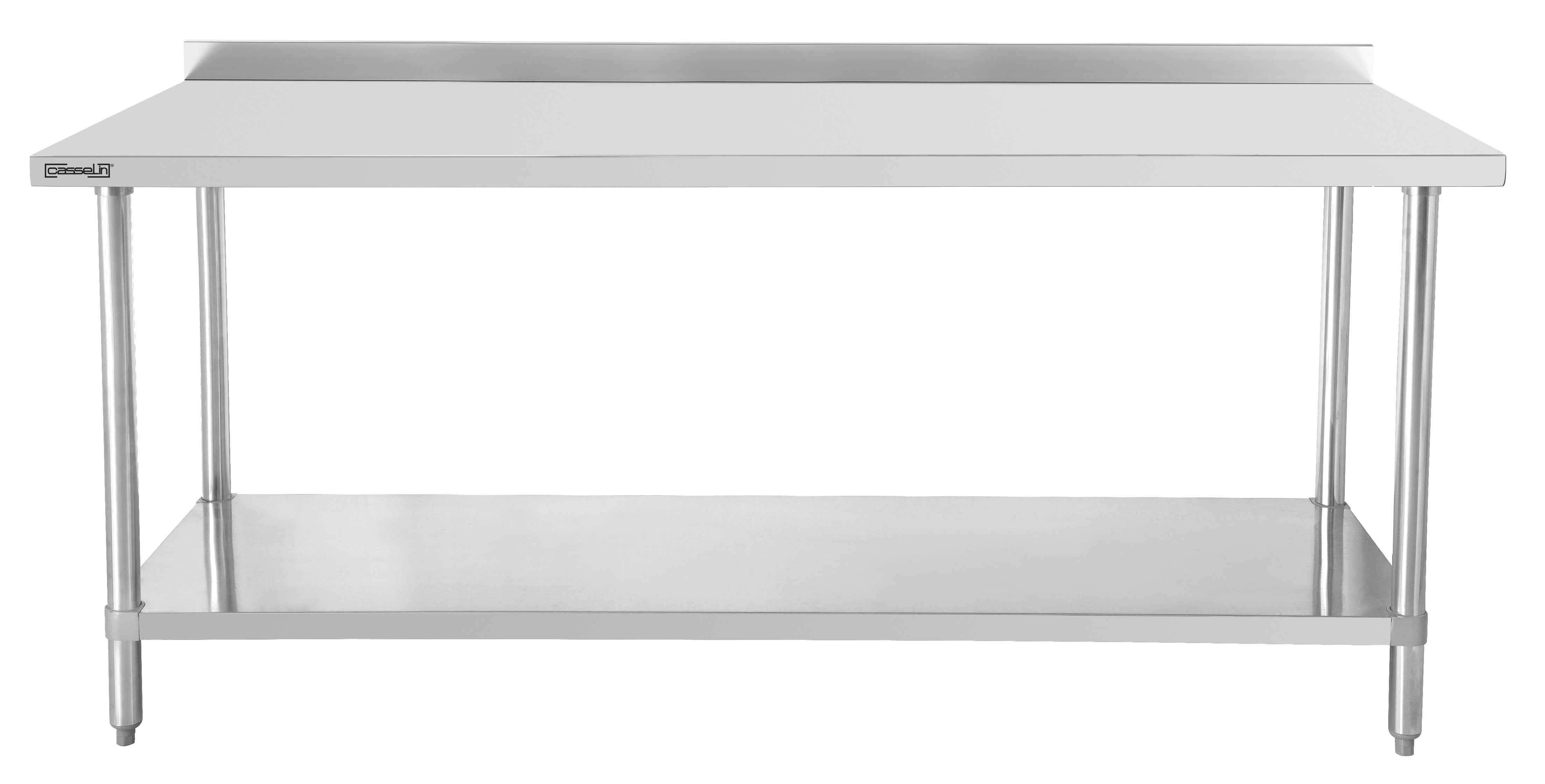 Table de travail inox 700 avec dosseret et étagère 600 mm