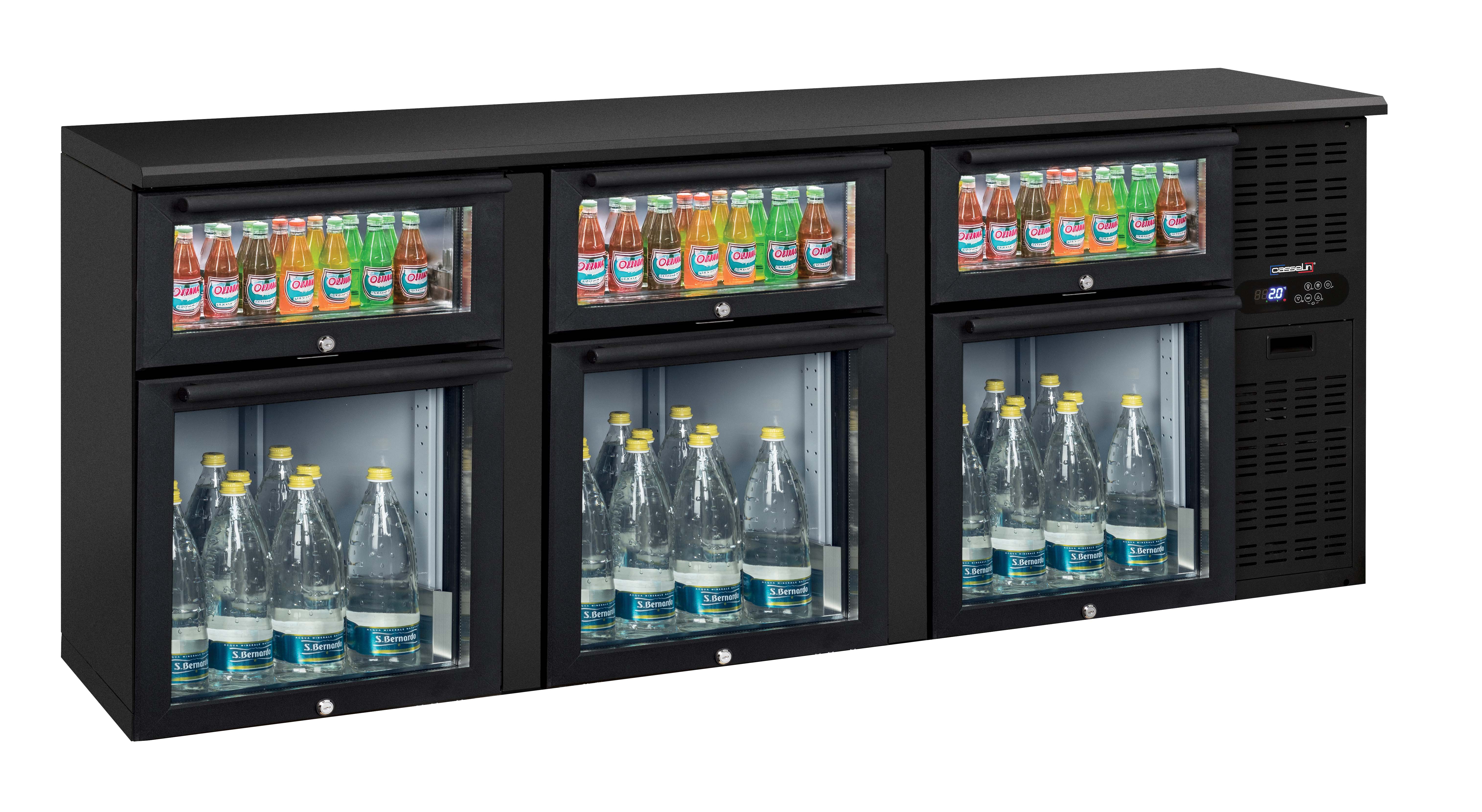 Arrière bar 3 x 2 tiroirs mixtes vitrés