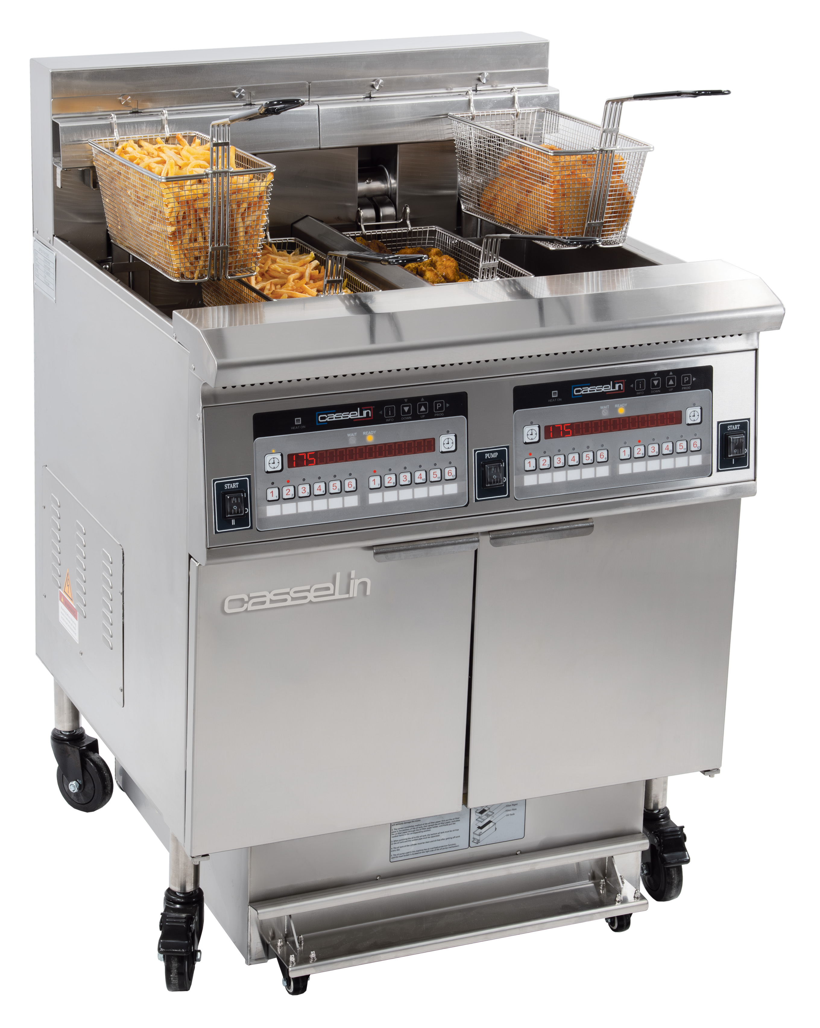 Friteuse électrique avec filtration 2 x 22 litres 17+17kW
